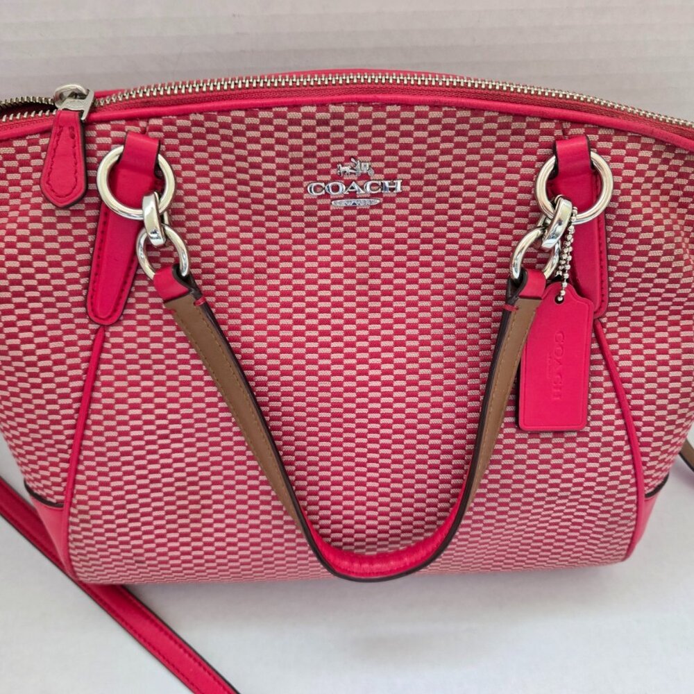 Coach Kelsey Satchel Jacquard Pink/Red